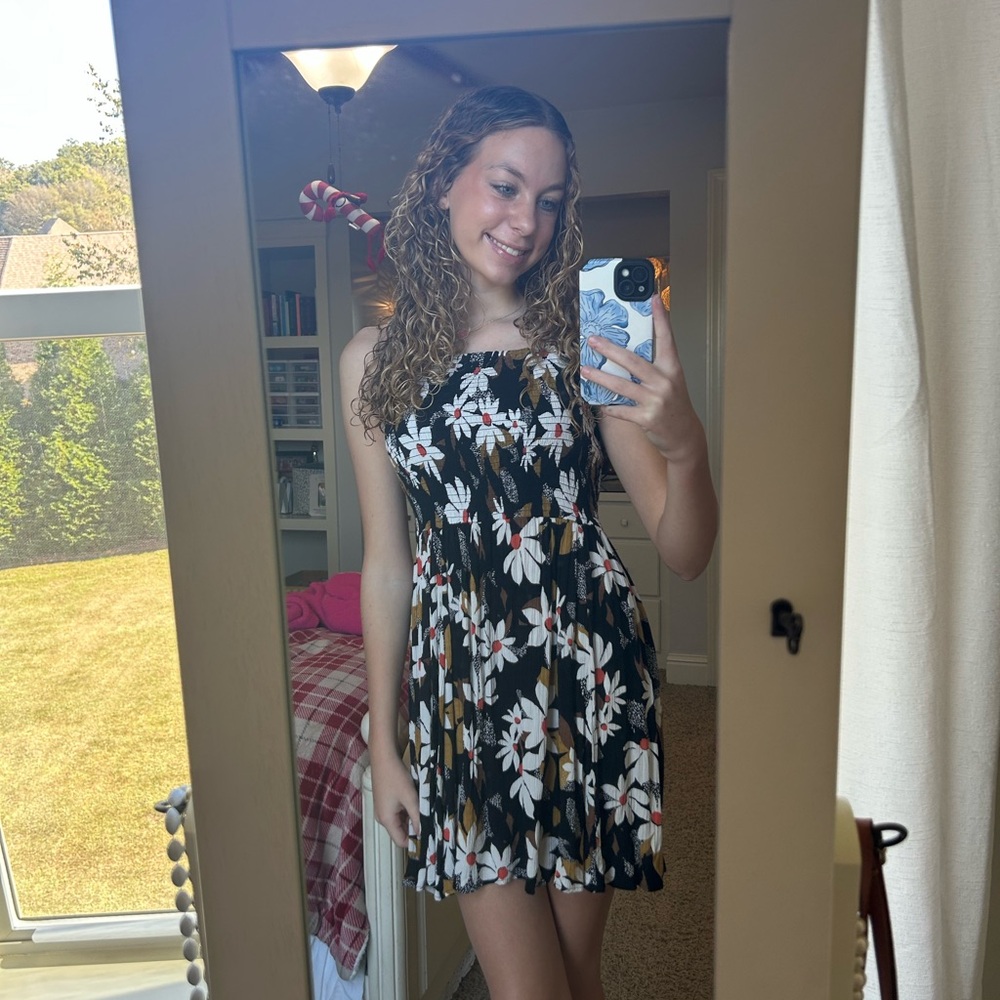 Black, floral dress